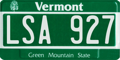 VT license plate LSA927