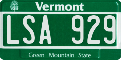 VT license plate LSA929