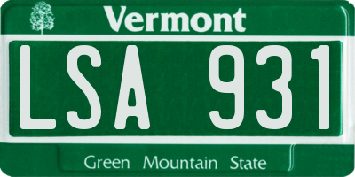 VT license plate LSA931