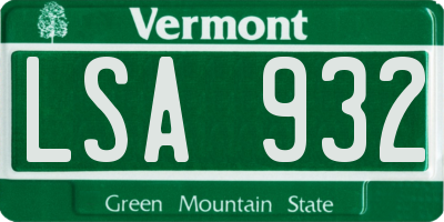VT license plate LSA932