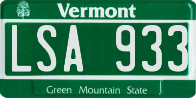 VT license plate LSA933