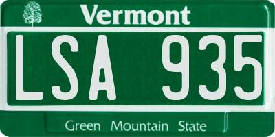 VT license plate LSA935