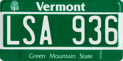 VT license plate LSA936