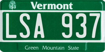 VT license plate LSA937
