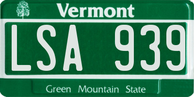VT license plate LSA939