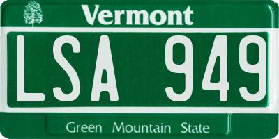 VT license plate LSA949