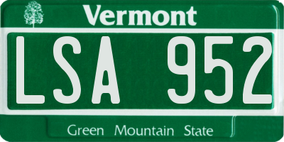 VT license plate LSA952