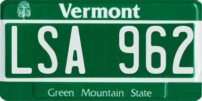 VT license plate LSA962
