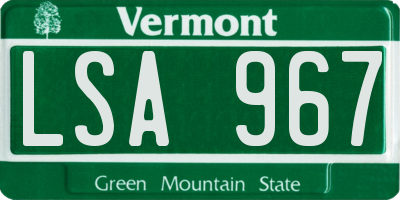 VT license plate LSA967