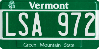 VT license plate LSA972