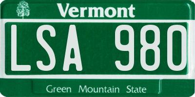 VT license plate LSA980