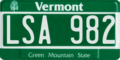 VT license plate LSA982