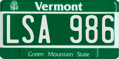 VT license plate LSA986