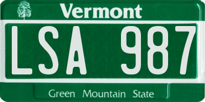 VT license plate LSA987