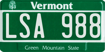 VT license plate LSA988