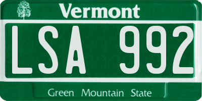 VT license plate LSA992