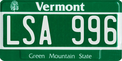 VT license plate LSA996