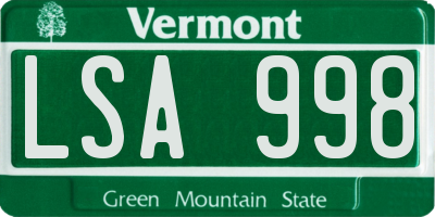 VT license plate LSA998