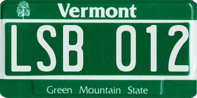 VT license plate LSB012