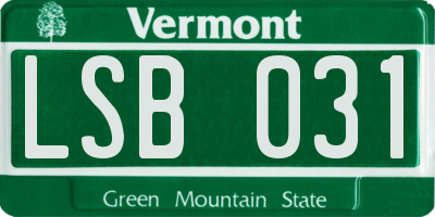 VT license plate LSB031