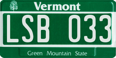 VT license plate LSB033