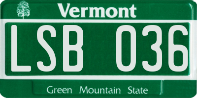 VT license plate LSB036