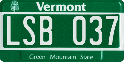 VT license plate LSB037