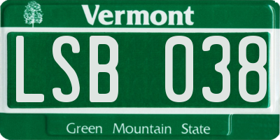 VT license plate LSB038