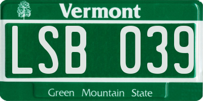VT license plate LSB039