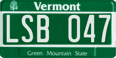 VT license plate LSB047
