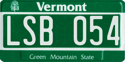 VT license plate LSB054