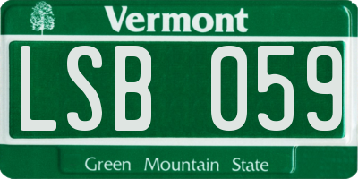 VT license plate LSB059