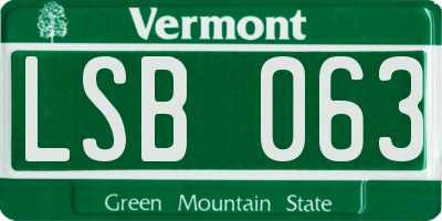 VT license plate LSB063