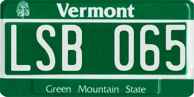 VT license plate LSB065