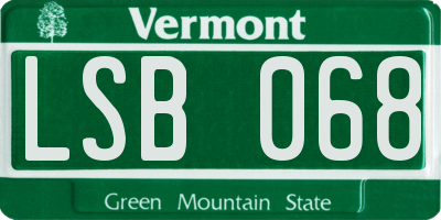VT license plate LSB068