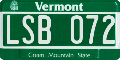 VT license plate LSB072
