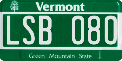 VT license plate LSB080