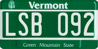 VT license plate LSB092