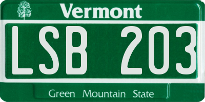 VT license plate LSB203