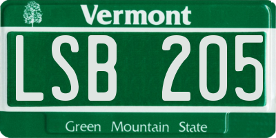 VT license plate LSB205