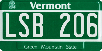 VT license plate LSB206