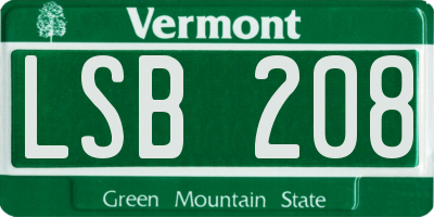 VT license plate LSB208