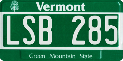 VT license plate LSB285