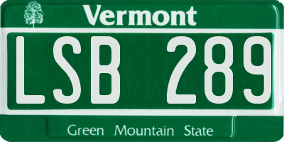 VT license plate LSB289