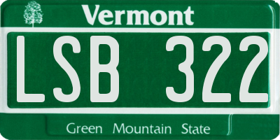 VT license plate LSB322