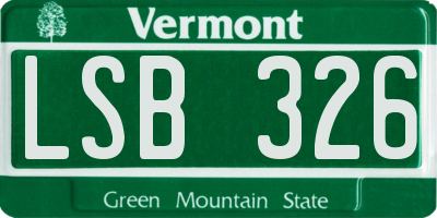 VT license plate LSB326