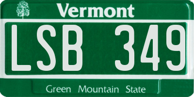 VT license plate LSB349