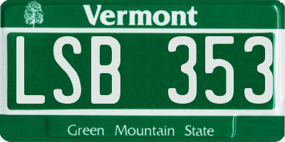 VT license plate LSB353