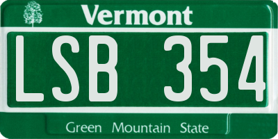 VT license plate LSB354