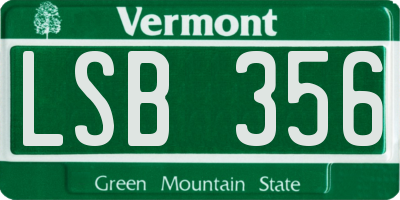 VT license plate LSB356